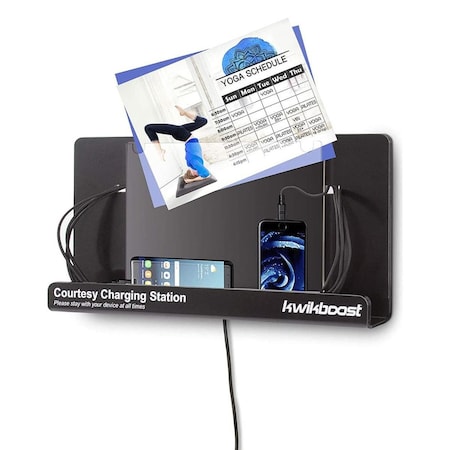 Luxor KwikBoost Basic Courtesy Charging Station, Wall Mounted with Acrylic Sign Holder KB99034